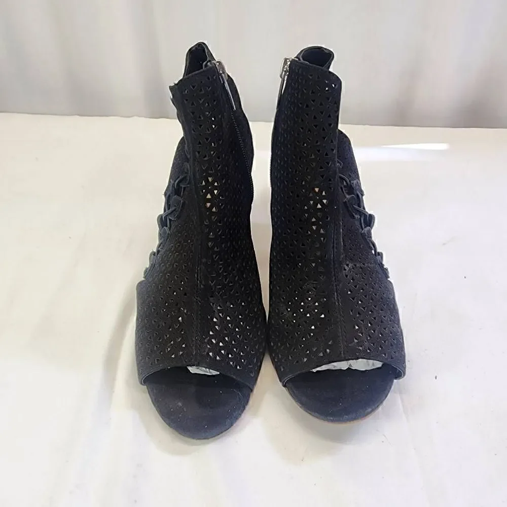 Vince Camuto Black Suede Ankle OpenToe Booties Size 8.5